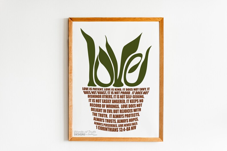 1 Corinthians 13 Love Chapter Plant Art Scripture Bible ...