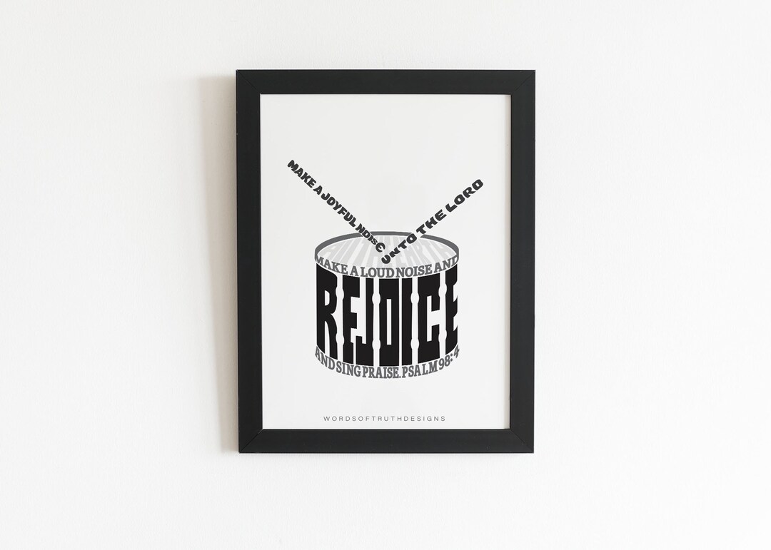 Drum Scripture Word Art Print Psalm 98 Make a Joyful Noise Etsy