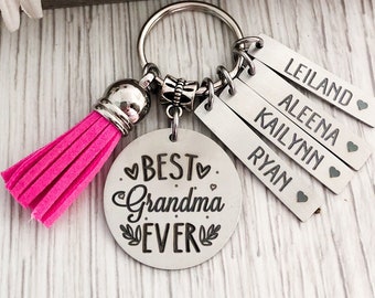 Grandma Gift Keychain Key Chain • BEST GRANDMA EVER • #1 Grandma • Grandma Gift • Favorite Grandma • Kids Names • Grandma Gift