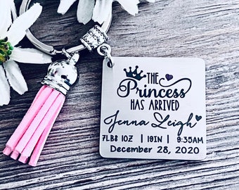 NEW BABY KEYCHAIN • Personalized Birth Stats • New Baby Gift • Push Present • New Parents Gift • New Mom • New Dad • Stainless Steel