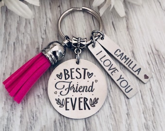 Best Friend Gift Keychain Key Chain • BEST FRIEND Ever • #1 Friend • BFF Gift • Favorite Friend • Best Friends Forever Gift Keychain