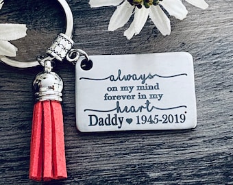 Memorial Keychain • Loss Grief Gift • Loss of Mom • Loss of Dad • Always on My Mind Forever in My Heart • Miscarriage Gift • Loss of Mom Dad