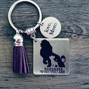 REMEMBER WHO YOU Are Keychain Dad to Son Gift Parent Child Gift Graduation Keychain Lion King Gift Wife Graduation Gift image 3