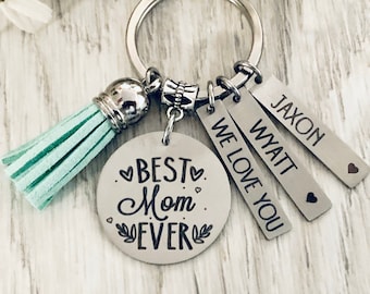 Maman Cadeau Keychain Key Chain - BEST MOM EVER - #1 maman - Cadeau pour maman - Maman préférée - Noms pour enfants - Nouvelle maman - Cadeau de la Fête des Mères - Personnalisé