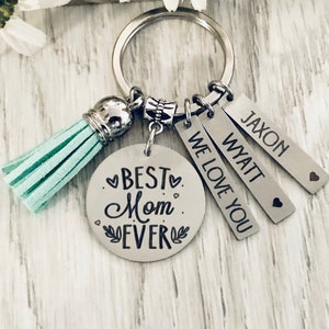 Mom Gift Keychain Key Chain • BEST MOM EVER • #1 Mom • Gift for Mom • Favorite Mom • Kids Names • New Mom • Mother's Day Gift • Personalized