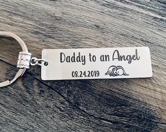 Loss of Child Gift Keychain • DADDY TO an ANGEL Bar •  Miscarriage gift •  Grief Gift  • Dad to an Angel