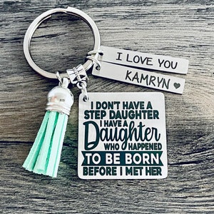 STEPDAUGHTER BONUS DAUGHTER Keychain Bonus Daughter Gift Wedding Gift for Stepdaughter Love you Like a Daughter Second Chances image 1