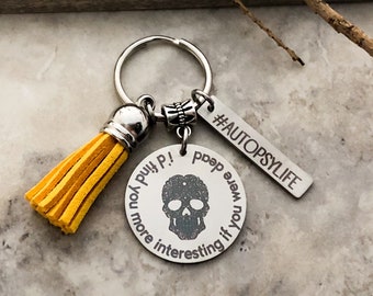 Autopsy Key Chain Technician Gift Keychain AutopsyLife - Science médico-légale - Sugar Skull Keychain