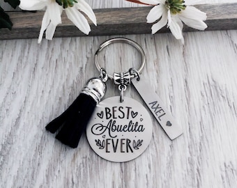 Abuelita Gift Keychain Key Chain • BEST ABUELITA EVER • #1 Abuela • Abuelita Gift • Favorite Abuelita • Kids Names • Abuela Gift • Abuela
