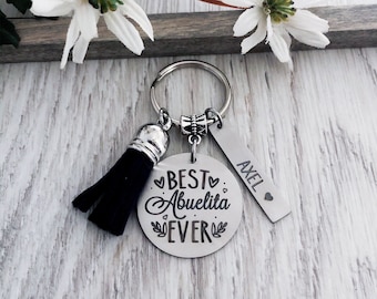 Abuelita Gift Keychain Key Chainer • BEST ABUELITA EVER • #1 Abuela • Abuelita Gift • Favorite Abuelita • Kids Names • Abuela Gift • Abuela