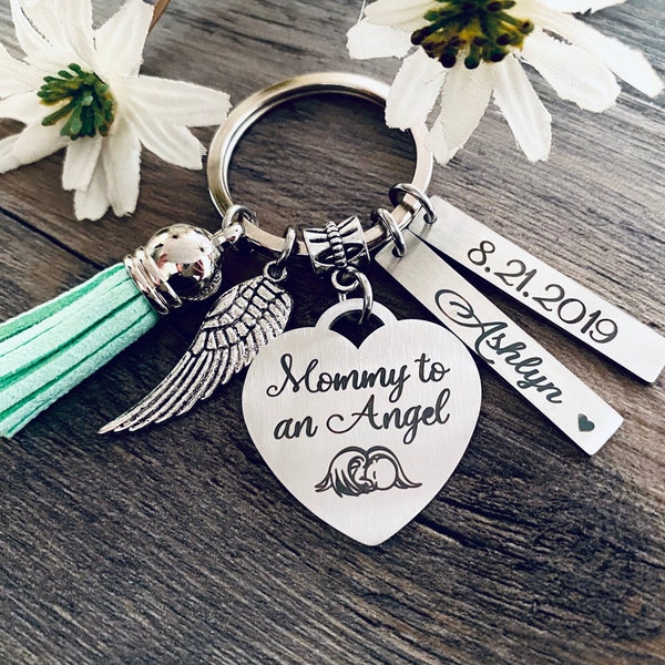 Miscarriage Gift • MOMMY TO an ANGEL • Grief gift • Mom Keychain • Loss of Child Gift • Always in My Heart • Never Forgotten • Too Beautiful