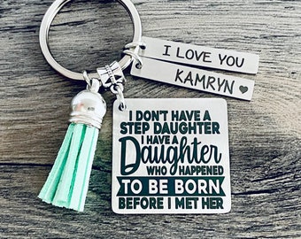 STEPDAUGHTER BONUS DAUGHTER Keychain • Bonus Daughter Gift • Wedding Gift for Stepdaughter • Love you Like a Daughter • Second Chances