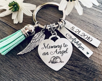 Miscarriage Gift • MOMMY TO an ANGEL • Grief gift • Mom Keychain • Loss of Child Gift • Always in My Heart • Never Forgotten • Too Beautiful