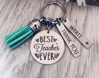 Teacher Gift Keychain Key Chain • BEST TEACHER EVER • #1 Teacher • Teacher Appreciation Gift • Kids Names • Personalized