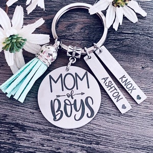 MOM OF BOYS Keychain • Mama • Mom Keychain Key Chain •  My Boys • Mom Gift • Mom of Boys • Raise Boys • All Boys • Mom Gift • Raising Boys