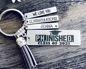 PhD Graduation Keychain Gift • Graduation Gift • PHinisheD BAR KEYCHAIN • Doctorate  • Doctor Graduation Gift • Class of 2021