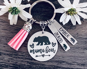 MAMA BEAR Keychain • BABY Bear • Mom Gift Keychain • Momma Gift • Mama Gift • Kids Names • New Mom • Mother's Day Gift