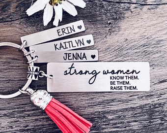Mom of Girls Keychain • RAISING STRONG WOMEN • Girl Mom Keychain •  Girl Mom Gift • Mom of Girls • Raise Girls • All Girls Mom Gift
