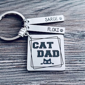 CAT DAD SQUARE Keychain • Cat Dad Gift •  Dad Gift • Blessed Dad • Cat Dad Life • Fathers Day Gift • Cat Dad Gift •  Best Cat  Dad Ever