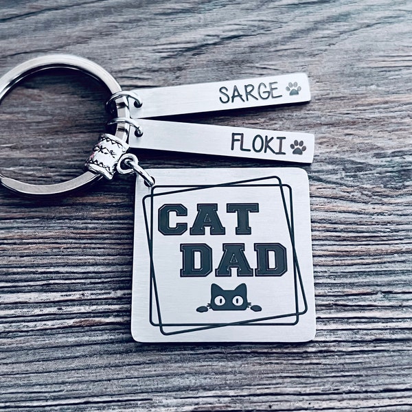 Porte-clés CAT DAD SQUARE • Cat Dad Gift • Dad Gift • Blessed Dad • Cat Dad Life • Fathers Day Gift • Cat Dad Gift • Best Cat Dad Ever