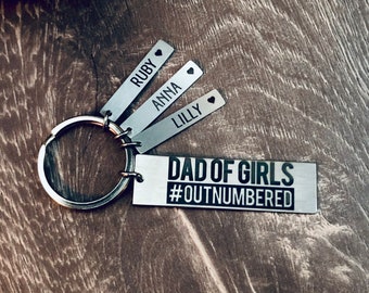 Dad Keychain • DAD of GIRLS OUTNUMBERED Keychain • Dad of Girls • Raise Girls • All Girls • Dad Gift • Daddy’s Girls • Daddy's Girls • Dad