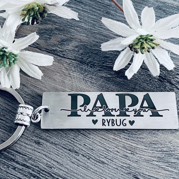 Papa WE LOVE YOU Keychain • Papa Keychain • Papa • New Papa Gift •  First Fathers Day Gift • Best Papa Gift • Bar with kids names