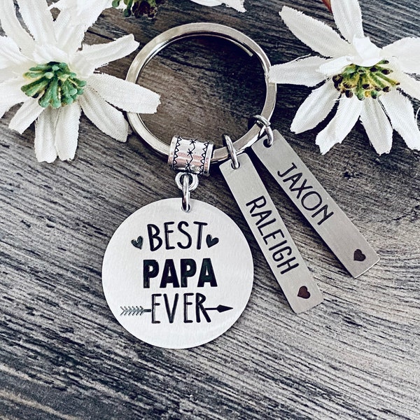 Papa Gift Keychain Key Chain • BEST PAPA EVER • #1 Papa • Father's Day • Favorite Papa • Kids Names • Papa Gift • Papa Gift • Papa Keychain