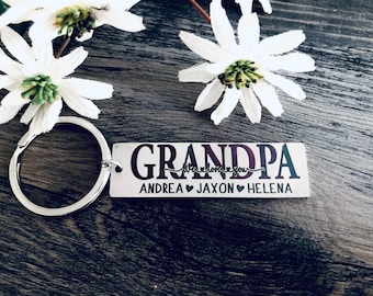 Grandpa WE LOVE YOU Keychain • Grandpa Keychain • Grandpa • New Grandpa Gift •  Best Grandpa Gift • Bar with kids names