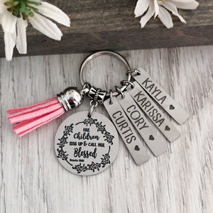 Proverbs 31 Gift Keychain Key Chain • wife gift • mom gift • mother Gift • Mother's Day Gift • Her Children Rise Up And Call Her Blessed image 3