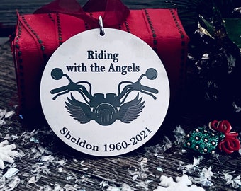 MEMORIAL ORNAMENT • Riding with the Angels • Grief Ornament •  Motorcycle Lover • Loss of Mother Friend Father Loss of Parent • Motorcycle