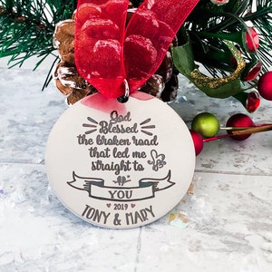 Couple - God Blessed The Broken Road That Led Me Straight To You - Personalized Ornament Designed By Cindee Dredging