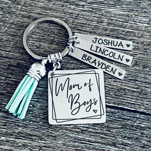 MOM of BOYS SQUARE Keychain • Boys Mom • Mom of Boys Keychain • Key Chain •  Mom of Boys • Raise Boys • All Boys Mom Gift • Raising Boys