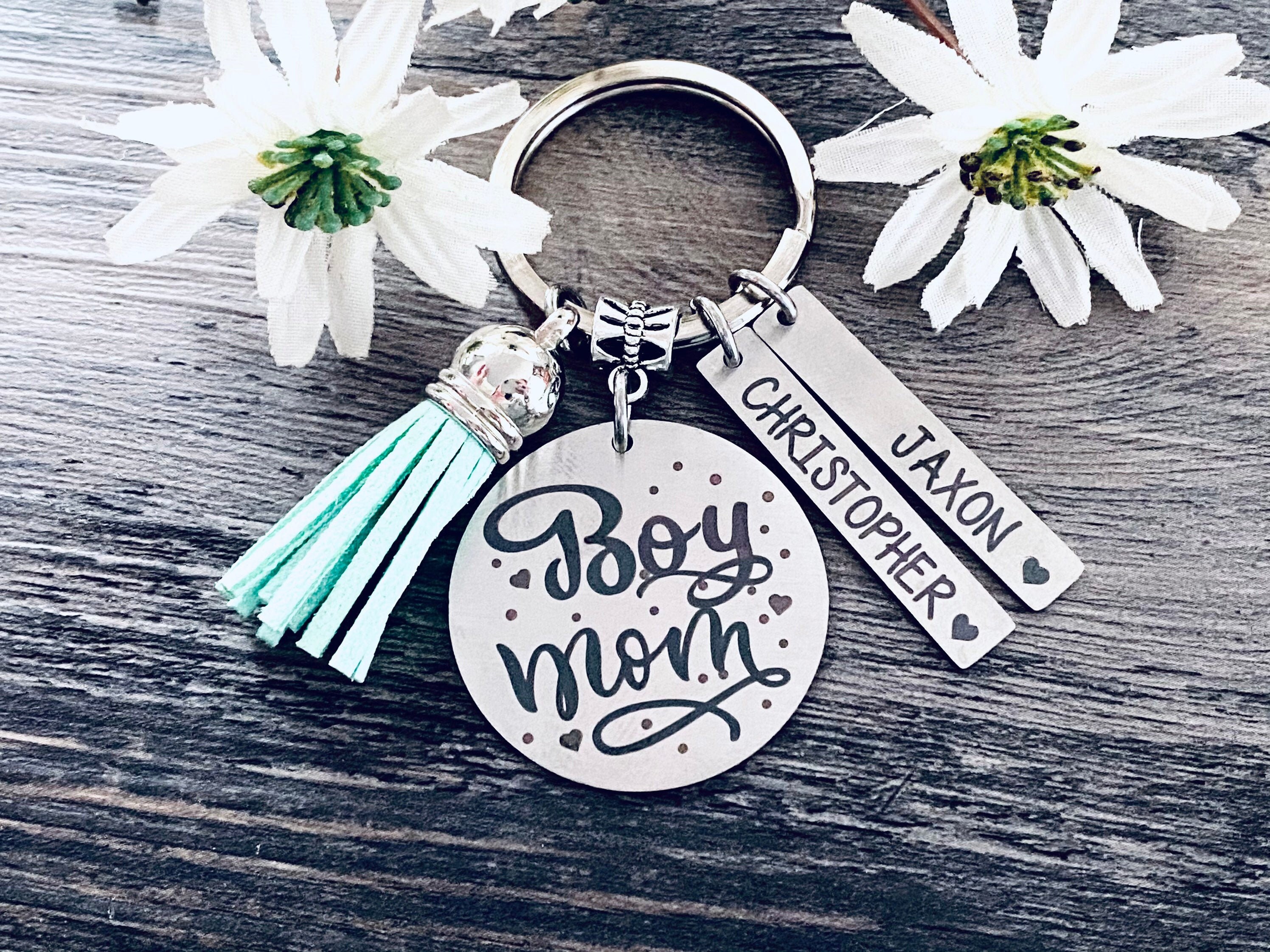 BOY MOM Keychain • Mom of Boys Keychain Key Chain •  Boy Mom Gift • M…