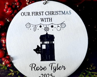 Doctor Who Christmas Gift Ornament -  DOCTOR WHO Gift - Stainless Steel  Metal - silver or gold - Gift for Doctor Who Fan - Tardis