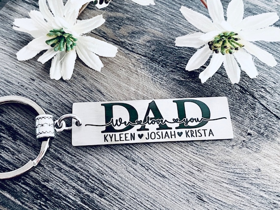 Dad WE LOVE YOU Keychain • Dad Keychain • Dad • New Dad Gift •  First Fathers Day Gift • Best Dad Gift • Bar with kids names