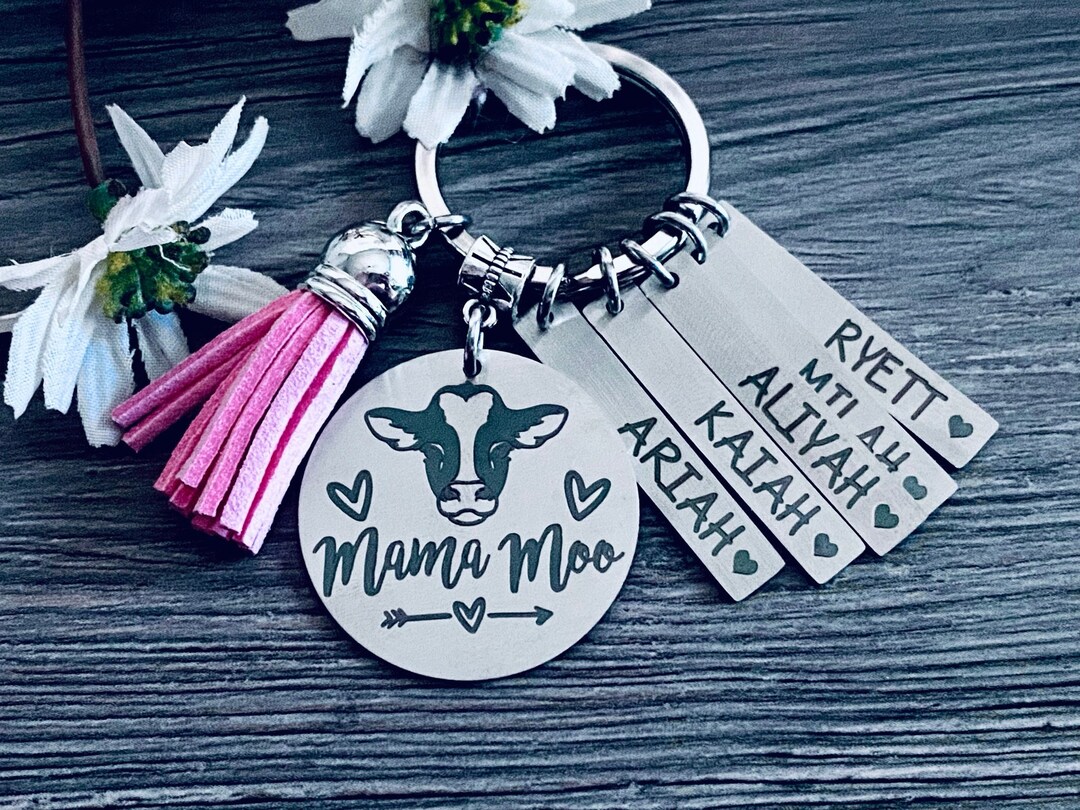 MAMA MOO KEYCHAIN • Cow Mama • Mom Gift Keychain • Momma Gift • Mama ...