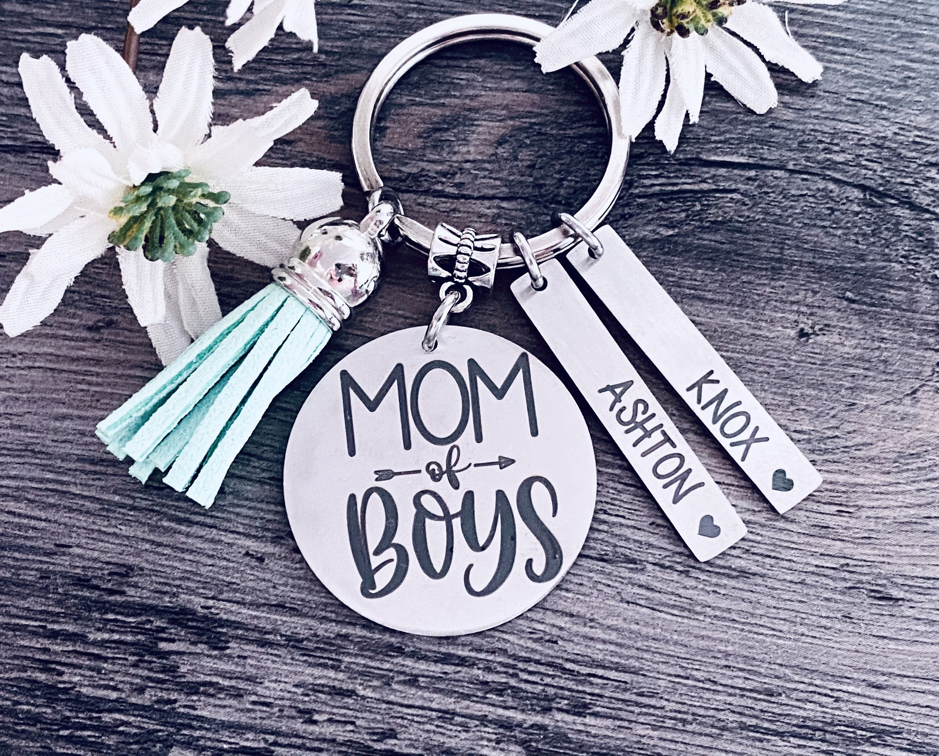 MOM OF BOYS Keychain • Boy Mom Keychain Key Chain •  Boy Mom Gift • M…