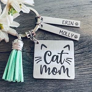 CAT MOM SQUARE Keychain • Cat Mom Gift • Mama Gift • Cat Mom Gift • Cat Life • Mothers Day Gift • Ca Momma Gift • Best Cat Mom