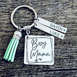 BOY MAMA SQUARE Keychain • Boy • Key Chain •  Mom of Boys Keychain •  Mom of Boys • Raise Boys • All Boys •  Mom • Raising Boys