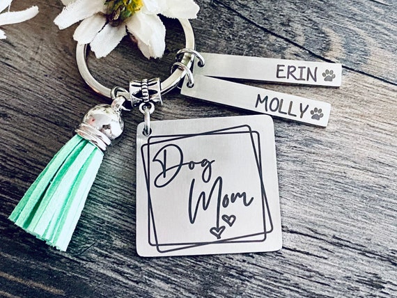 DOG MOM SQUARE Keychain Dog Mom Gift Mama Gift Blessed Mom Gift