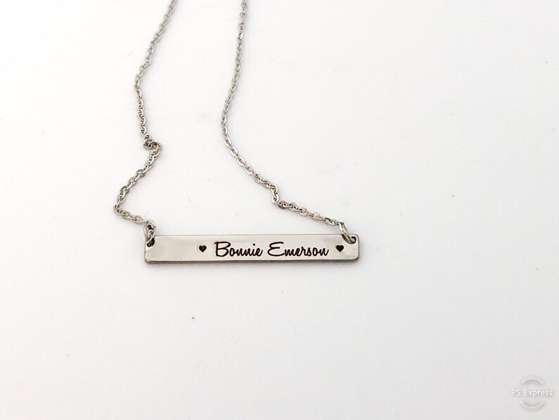 Bar Name Necklace Bar Necklace Thin Bar Necklace Kids Etsy
