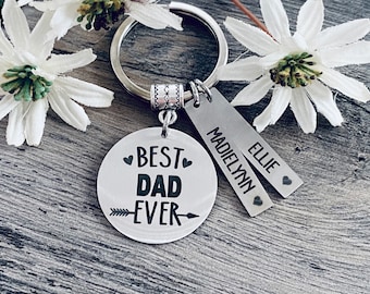 Keychain For Dad • Dad Gift Keychain Key Chain • BEST DAD EVER • #1 Dad • Father's Day Gift • Kids Names • Dad Gift • Gift for Dad