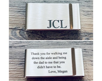 StepDad Gift Money Clip • Step Father of the Bride • Bonus Dad Gift • Personalized • Initials • Wedding Gift • Stepfather Bonus Dad Gift