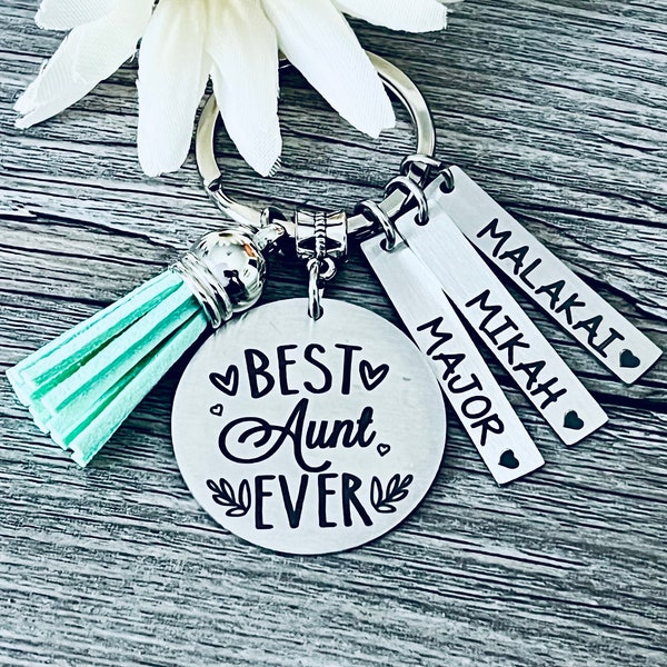 Aunt Gift Keychain Key Chain • BEST AUNT EVER • #1 Aunt • Aunt Gift • Favorite Aunt • Kids Names • Auntie Gift • Auntie