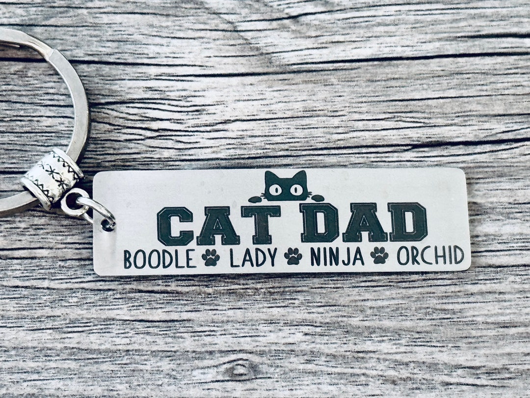 CAT DAD Keychain • Cat Dad Gift • Dad Gift • Blessed Dad • Cat Dad Life ...
