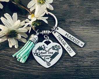 DOG GROOMER GIFT • Dog Grooming Keychain • Cat Groomer • Pet Groomer Gift • Thank you Pet Groomer Gift • Stainless Steel Keychain