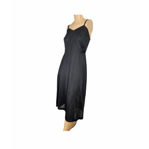 1950s Miss Elaine Black Nylon Full Slip Vintage Bombshell Lingerie 38&quot; Bust Size Large