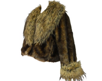 Vintage 1980s Fake Fur Coat "Donna Salyer's Fabulous Furs" Short Faux Fur Jacket Made in U.S.A. Size Medium