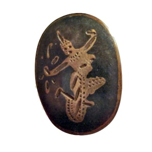 Vintage 1950s Siam Tie Tack Pin Sterling Silver Black Enamel Thai Dancers
