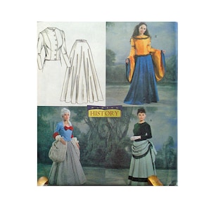 Vintage Butterick 4154 Historical Costume Pattern Renaissance Colonial Victorian Theater Sizes 6-8-10 Halloween Medieval SCA